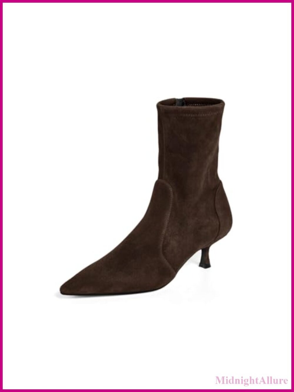 Coutgo Women's Faux Suede Kitten Heel Ankle Booties Pointed Toe Side Zipper